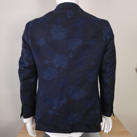 ISAIA Men's Navy Floral Double Breasted Blazer 42R - Picture 3 of 15